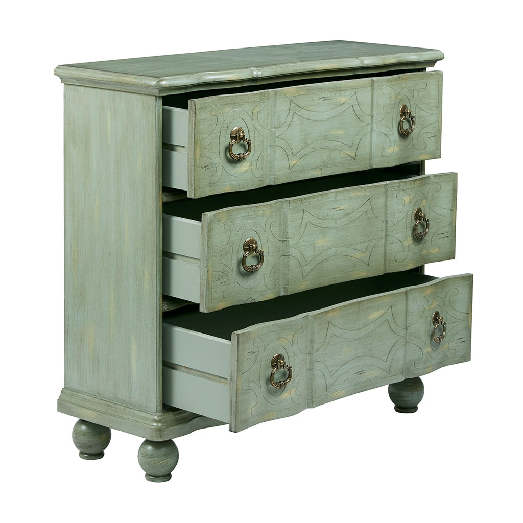 Antique Accent Green 3-Drawer Chest Dresser