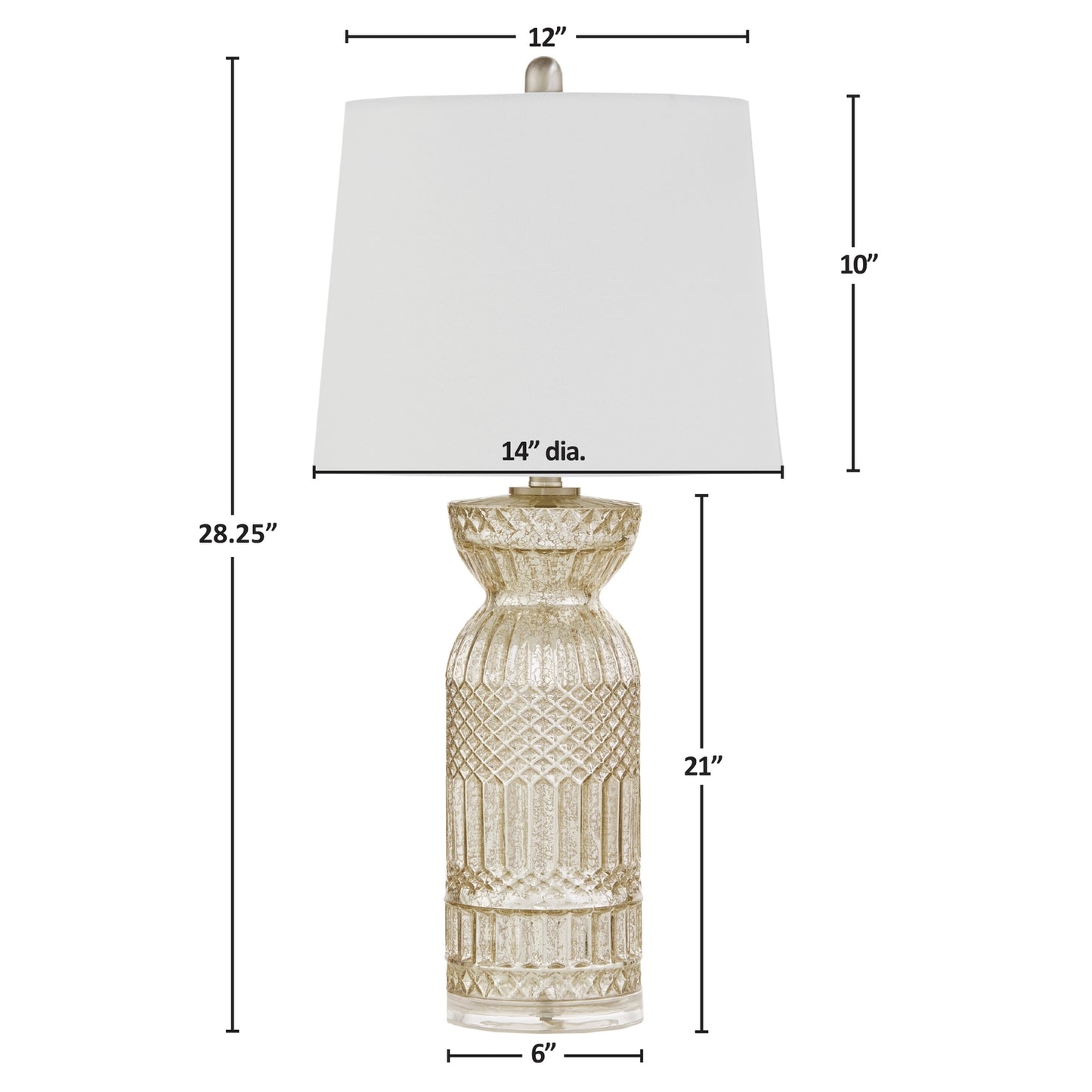 Textured Glass and Acrylic Base Table Lamp, Mercury