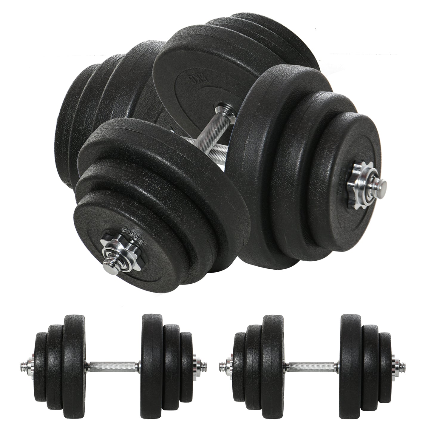 Adjustable 2 x 44lbs Weight Dumbbell Set for Weight Fitness Training Exercise Fitness Home Gym Equipment, Black (Pair)