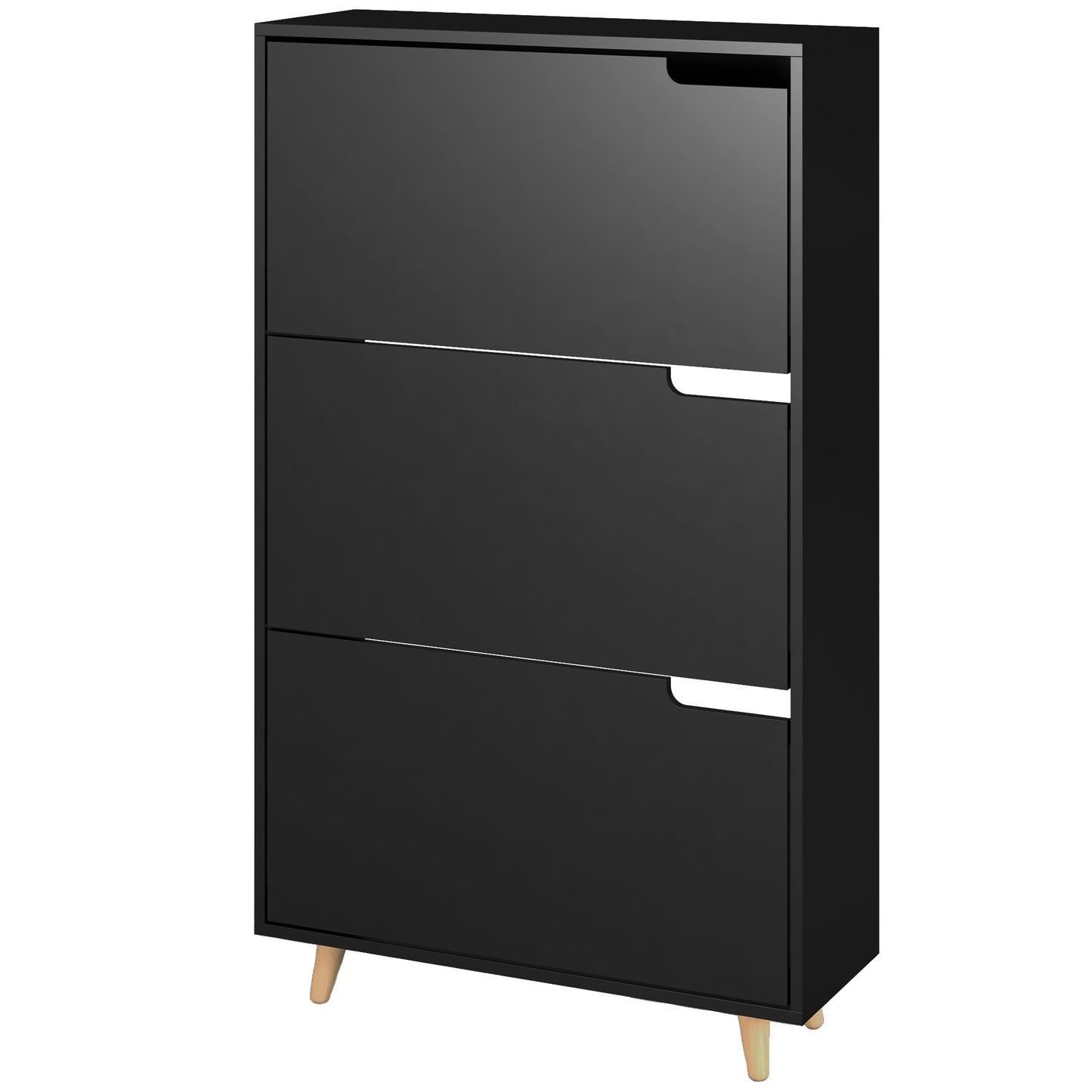 Slim Shoe Storage Cabinet with 3 Flip Drawers and Adjustable Shelves, Shoe Cabinet for 18-24 Pairs, Black