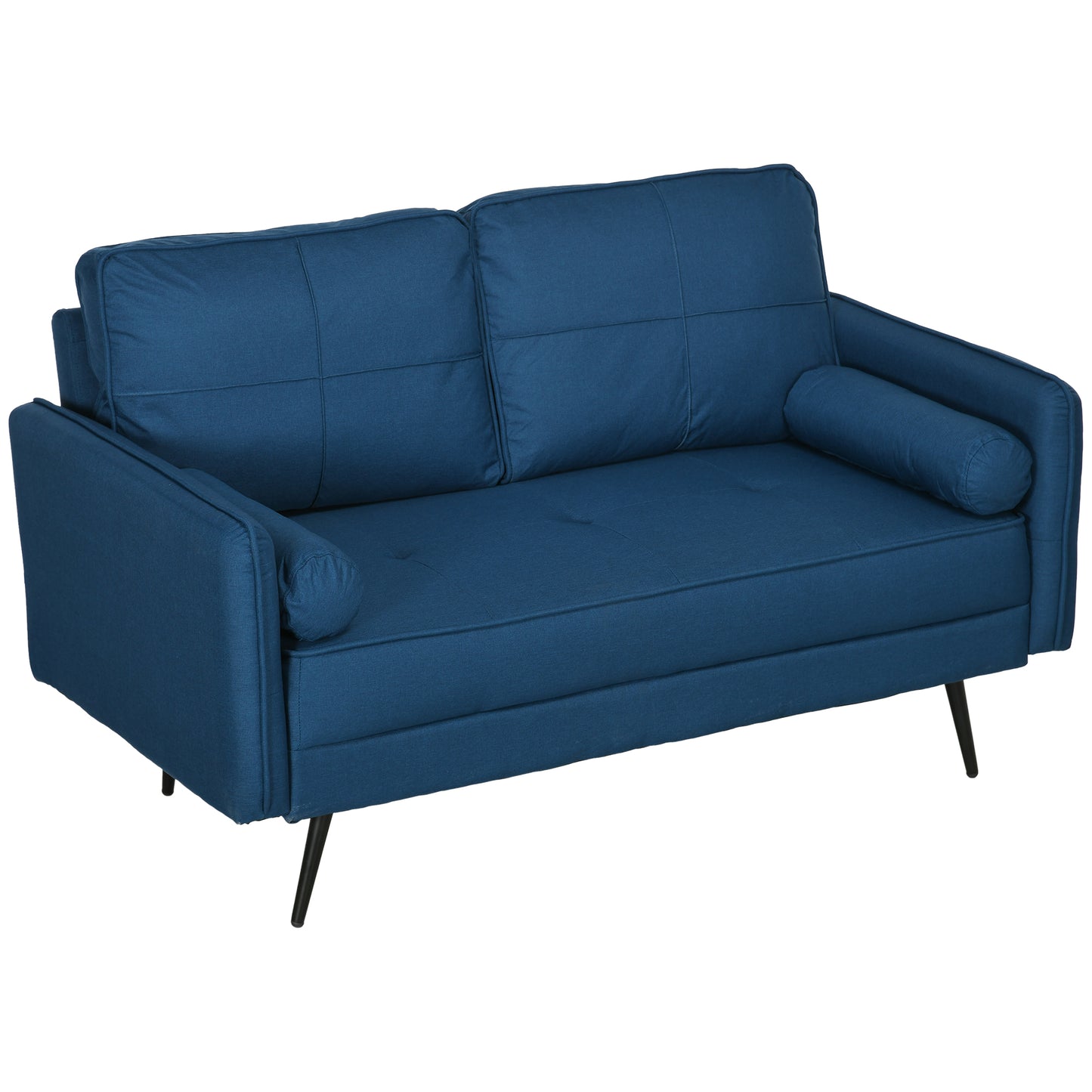 56" Loveseat Sofa with Back Cushions and Pillows, Blue