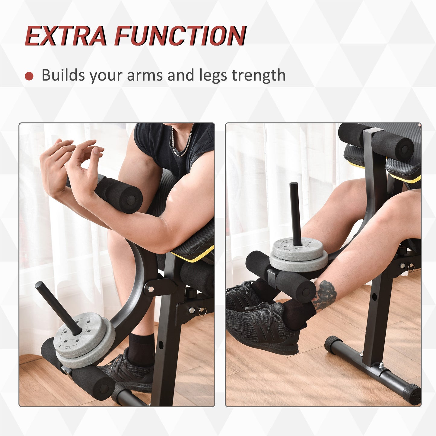 Adjustable Weight Bench, Sit Up Dumbbell Bench, Multi-Functional Purpose Hyper Extension Workout Bench with Adjustable Seat and Back Angle