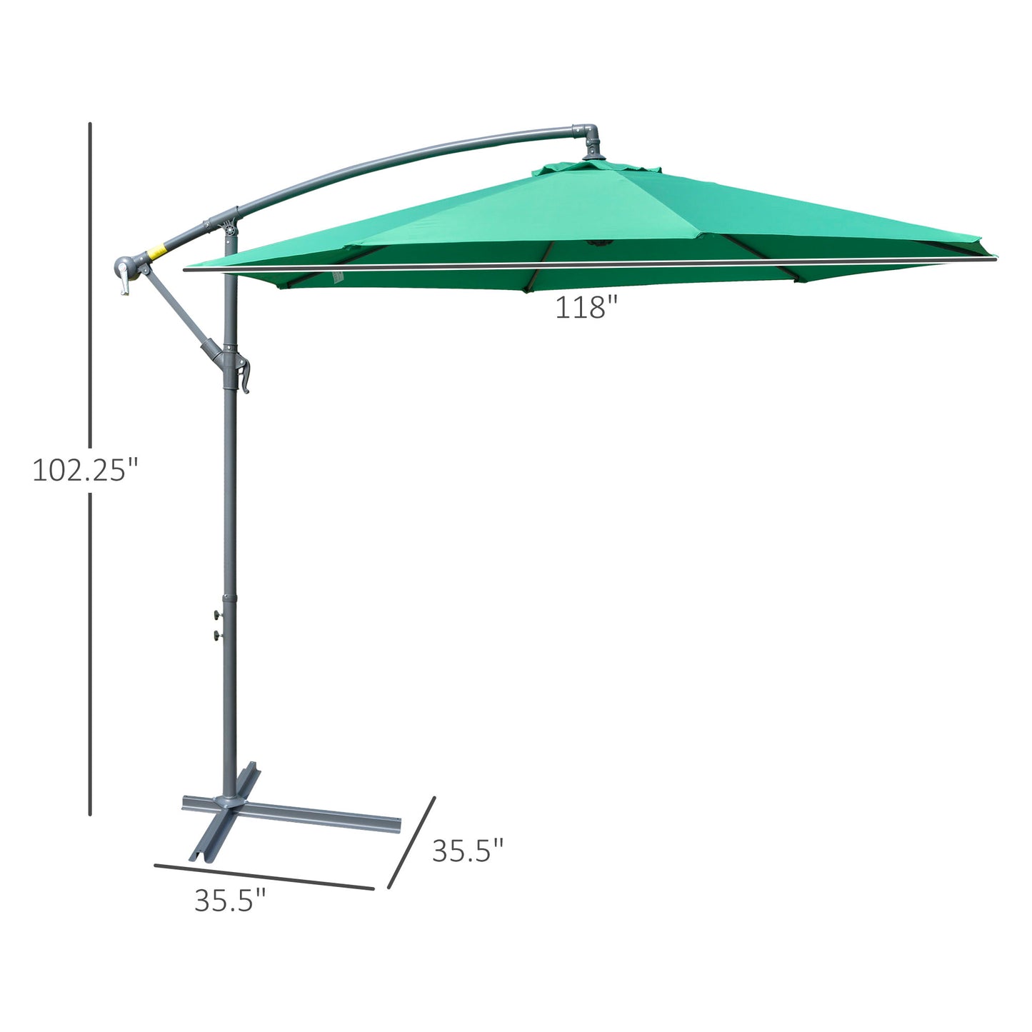 Outsunny 10ft Garden Parasol Sun Shade Patio Banana Hanging Rattan Set Umbrella Cantilever Green