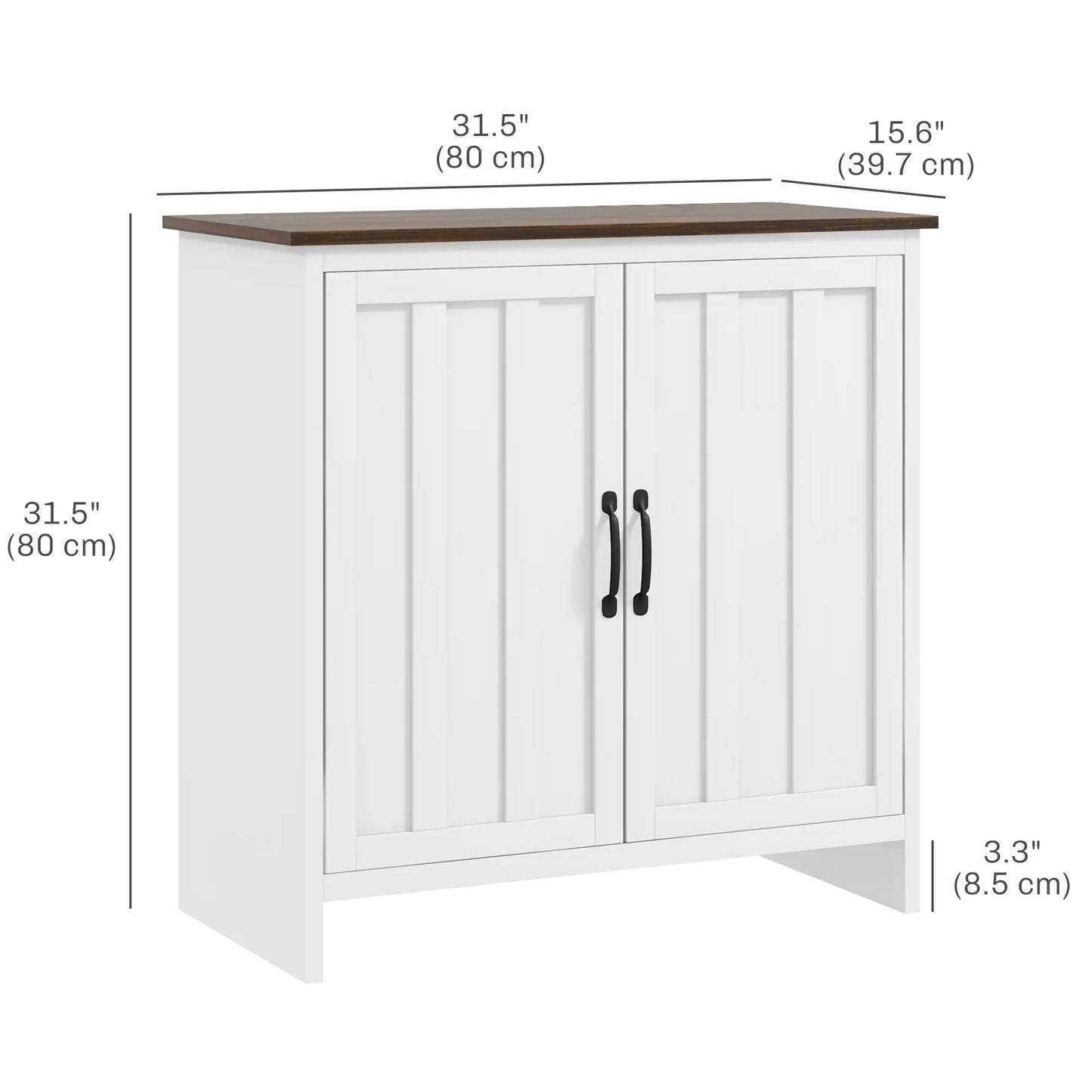 Modern Storage Cabinet with Beadboard Doors and Adjustable Shelf in White