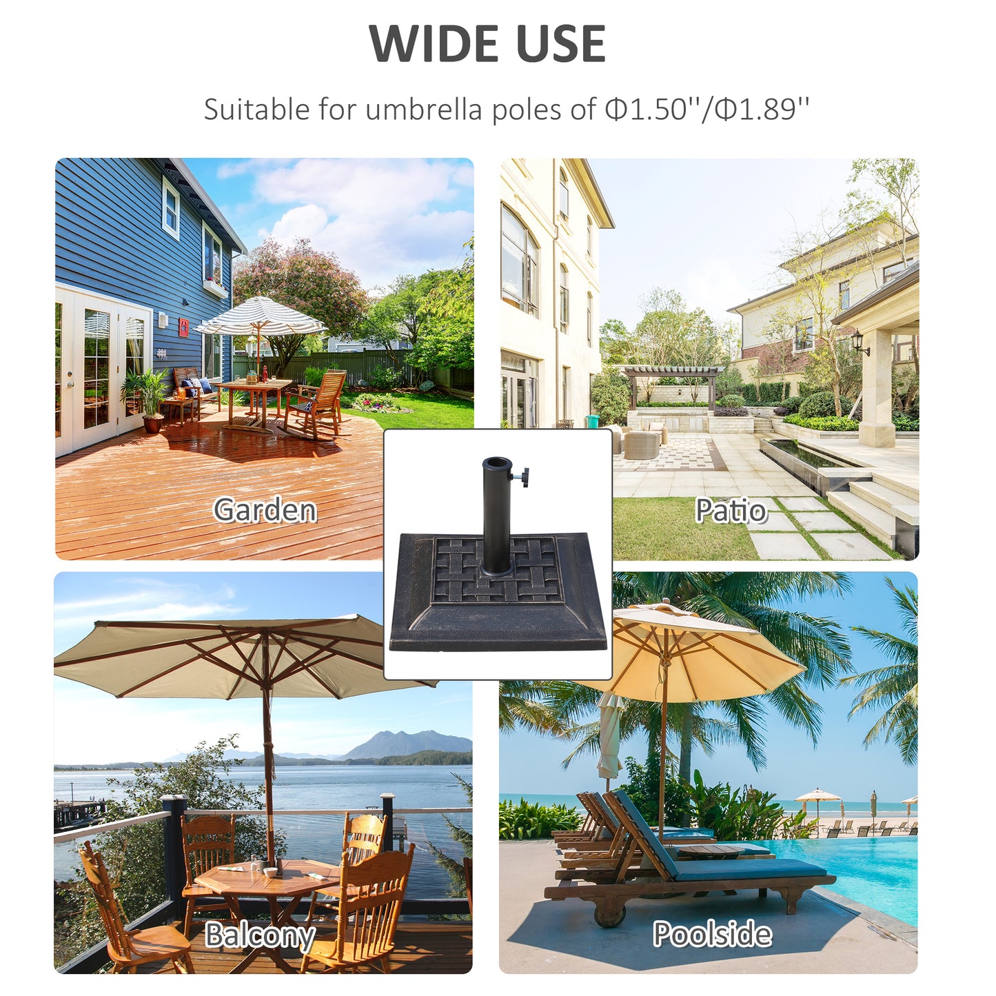 Outsunny Resin Square Patio Umbrella Stand Base Coated Pole Market Umbrella parasol Holder Bronze