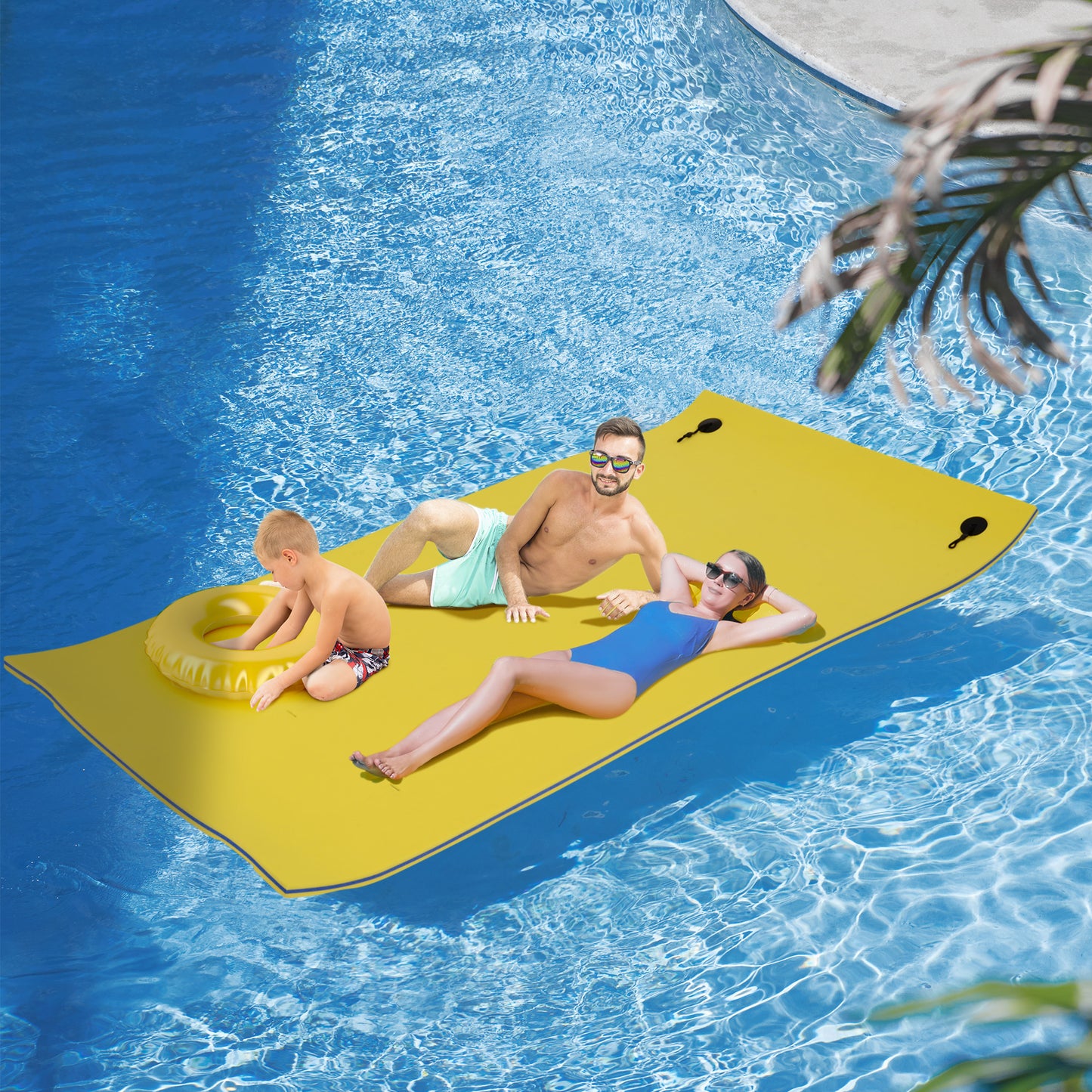 Roll-Up Pool Float Pad for Lakes, Oceans, & Pools, Water Mat for Playing, Relaxing & Recreation, Yellow