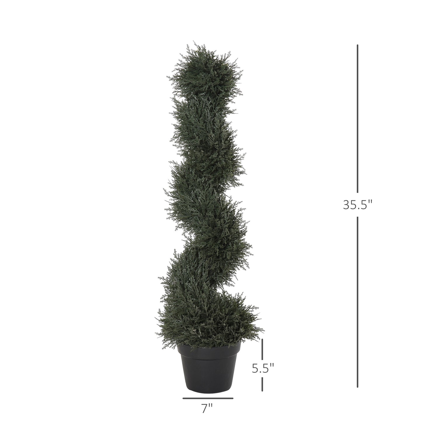 35.5" Topiary Trees Artificial Faux Fakes Spiral Plant Green Cedar Tree Indoor Outdoor Decor with Nursery Pot