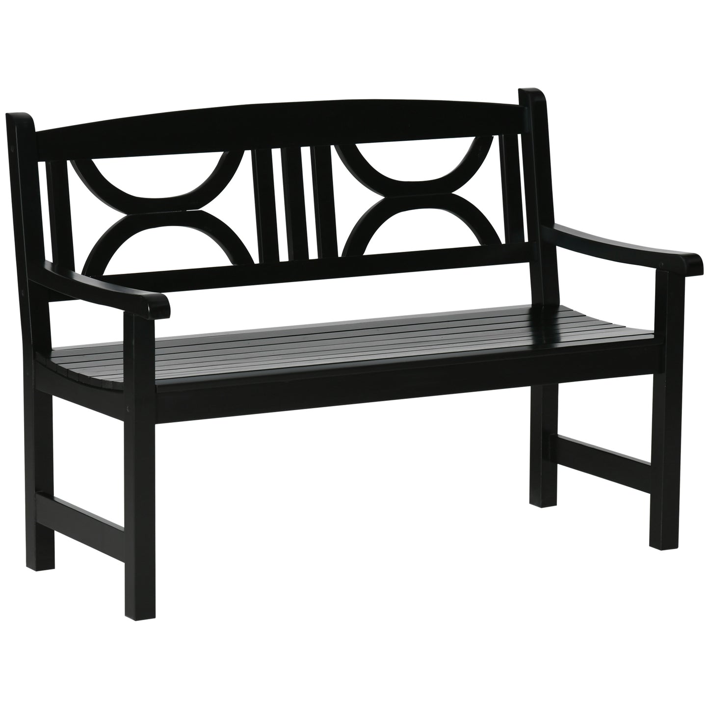 Outsunny 2-Seater Wooden Garden Bench 4FT Outdoor Patio Loveseat for Yard, Lawn, Porch, Black