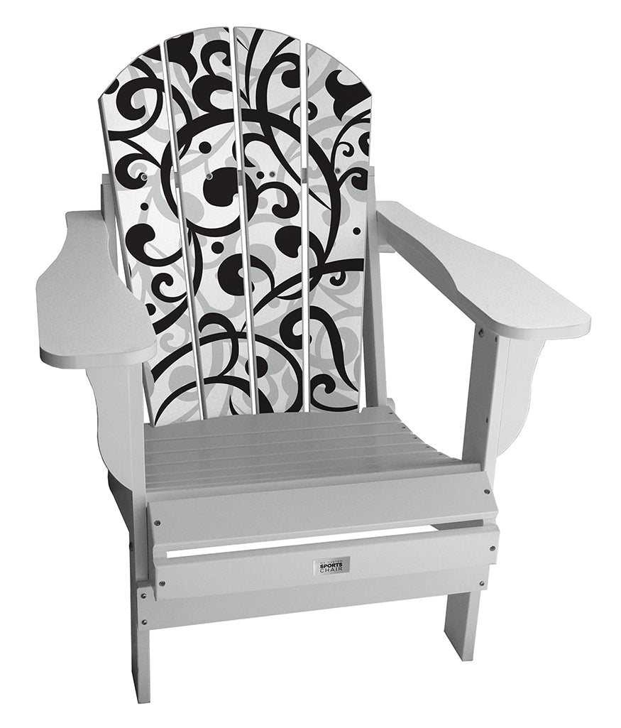 Black Swirl Lifestyle Resin Outdoor Chair White