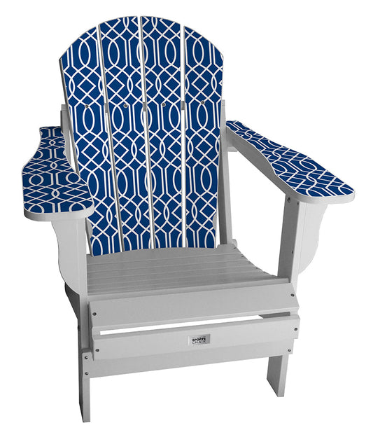 Blue Geometric Lifestyle Resin Outdoor Chair White