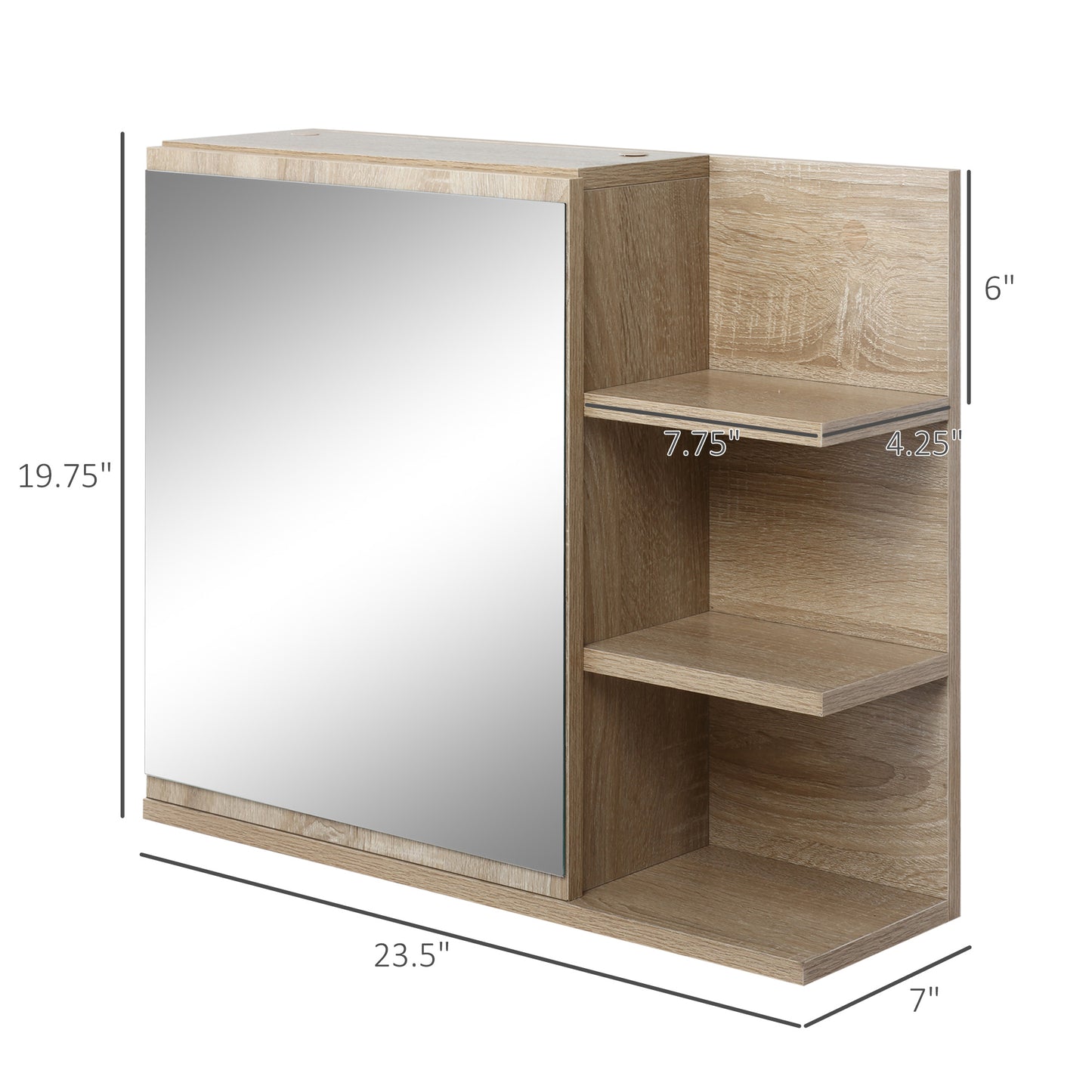 kleankin Bathroom Wall Cabinet, Medicine Cabinet with Mirror, Hanging Storage Organizer with Storage Shelves, Natural