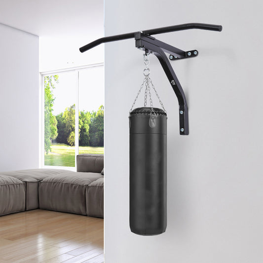 Punching Bag Hanger with Pull-up Bar Wall Mount Bracket Kick Boxing MMA Training Frame Home Fitness Workout Pull Up Bar