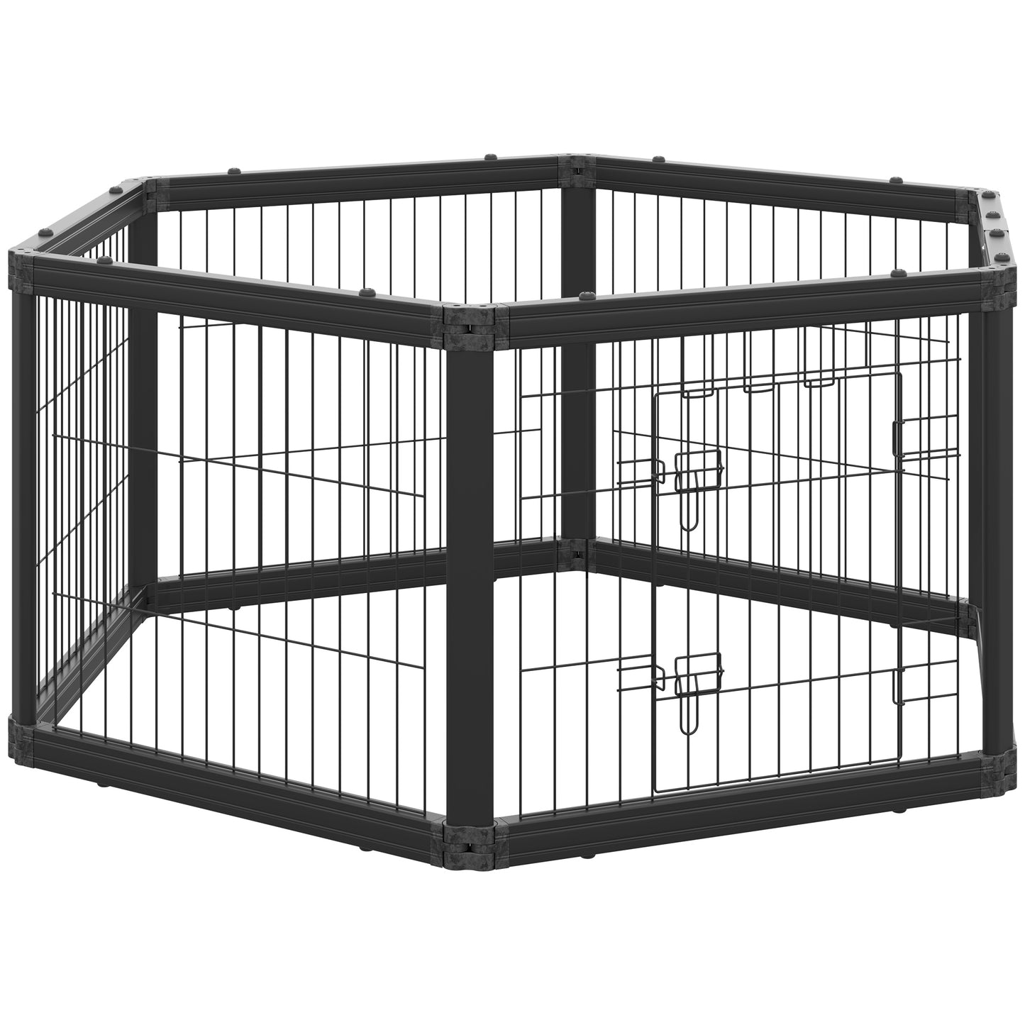 Dog Playpen, 6 Panels 24.5" Heavy Duty Pet Playpen, Foldable Dog Exercise Pen with Door Indoor Outdoor, Black