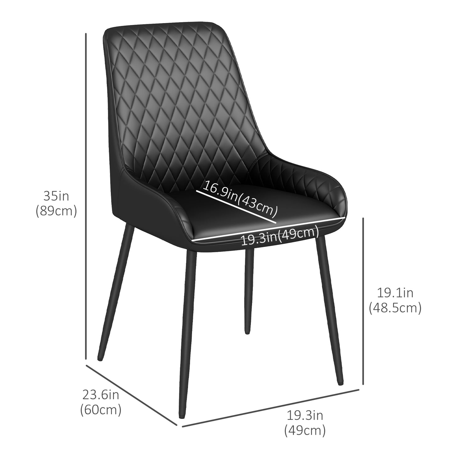 Modern Dining Chairs Set of 4, PU Leather with Metal Legs