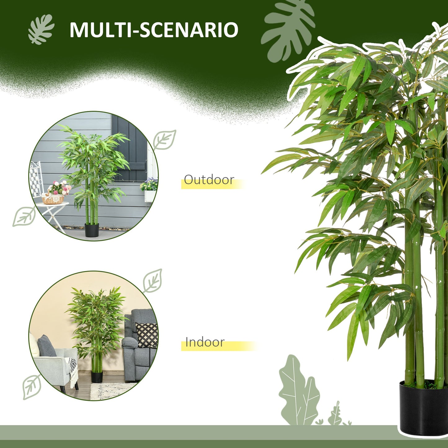 4.5FT Artificial Bamboo Tree Faux Decorative Plant in Nursery Pot for Indoor Outdoor Décor