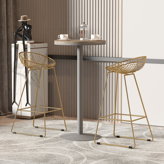 Counter Bar stools Set of 2, Modern Tall Bar Chairs for Kitchen with Backrest and Footrest, Steel Frame, Gold