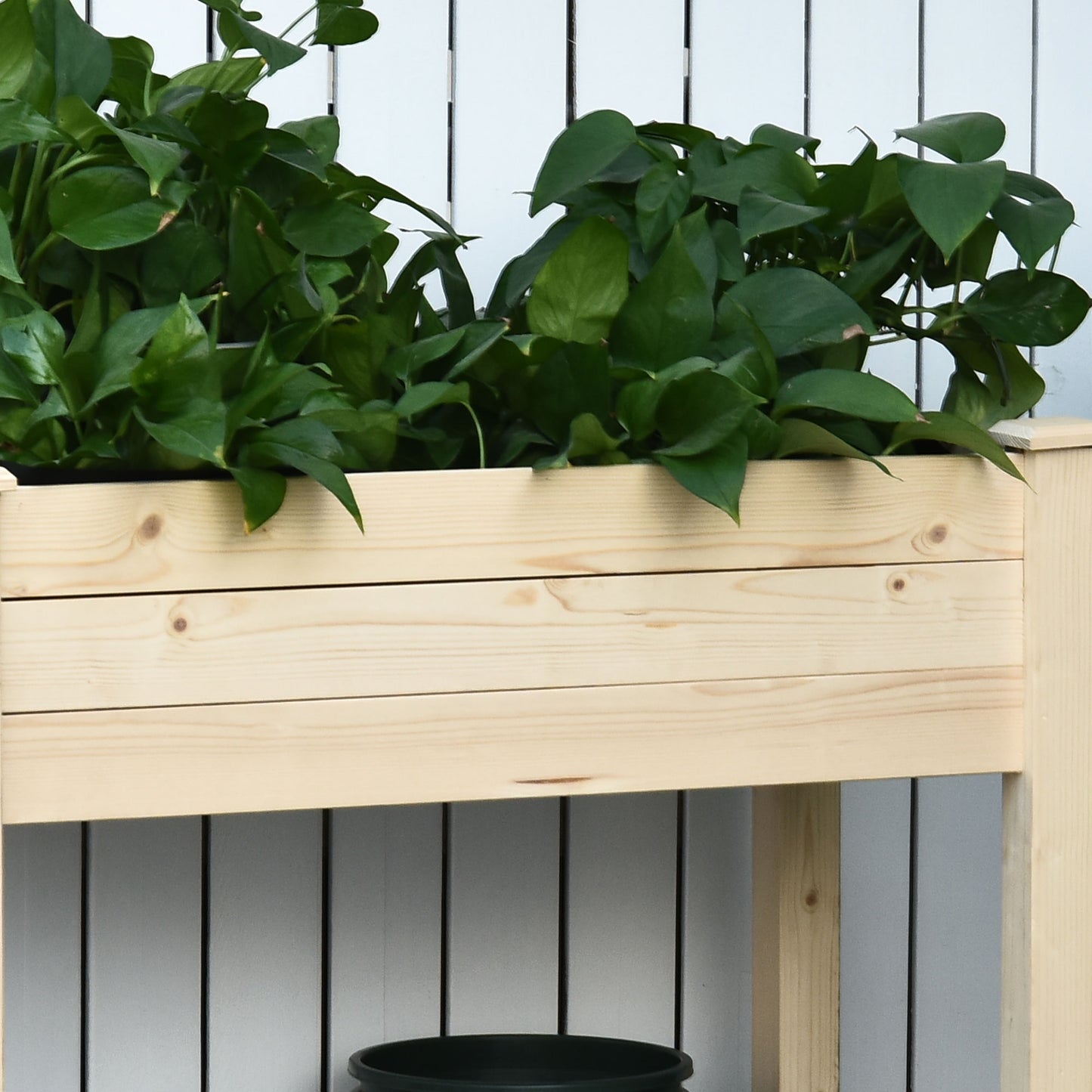 34''x18''x30'' Elevated Planter Box with Legs Wooden Patio Raised Garden Bed Outdoor Flower Stand Yard Natural Plant Table Raised Flower Planter w/ Inner Bag