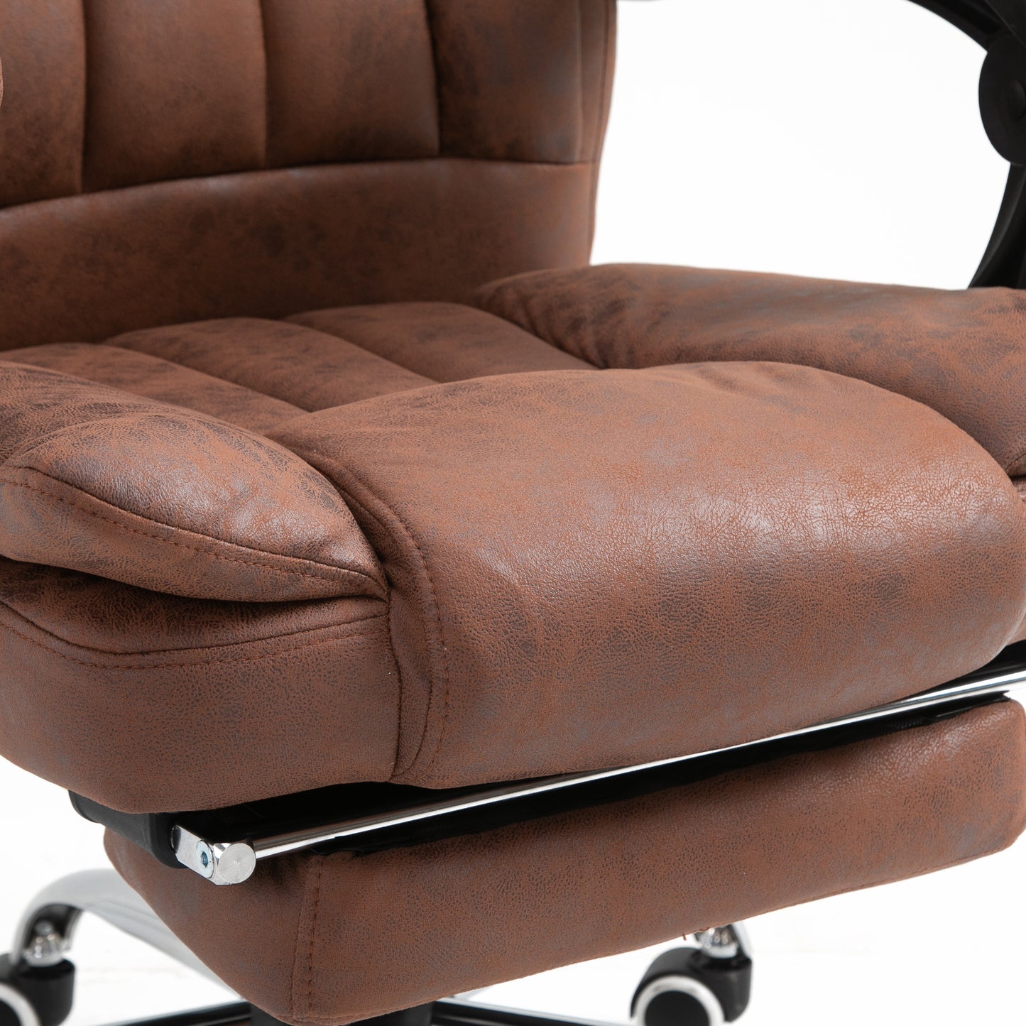 Office Chair 6-point Vibration Massage Chair Micro Fiber Recliner with Retractable Footrest Brown