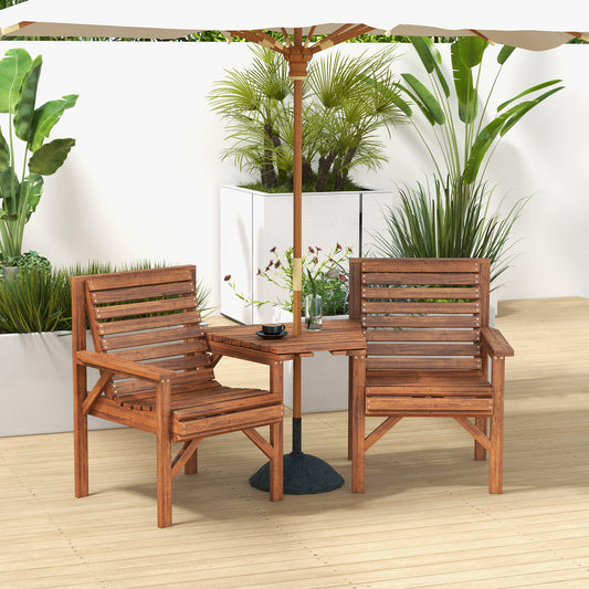 3Pcs Outdoor Bench Set for Backyard, Balcony, Tan Brown