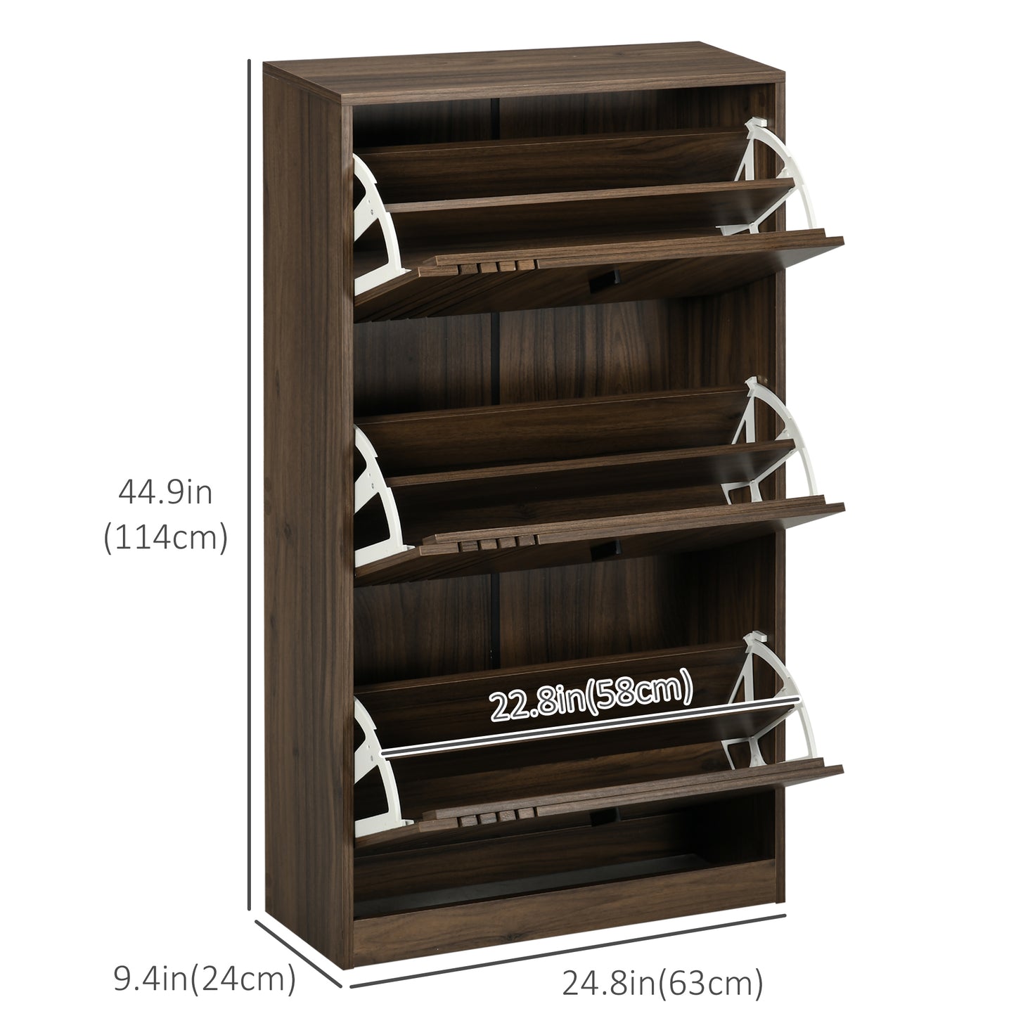 Shoe Storage Cabinet Organizer for 18 Pairs of Shoes with 3 Flip Drawers and Adjustable Shelves