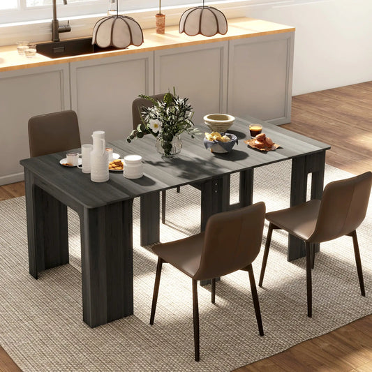 Extendable Dining Table, Kitchen Table for Small Spaces, Seats up to 6 People, Grey