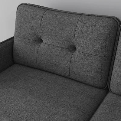 Modern 55" Loveseat, Fabric Love Seat Sofa with Button Tufted Back, with Steel Legs in Dark Grey