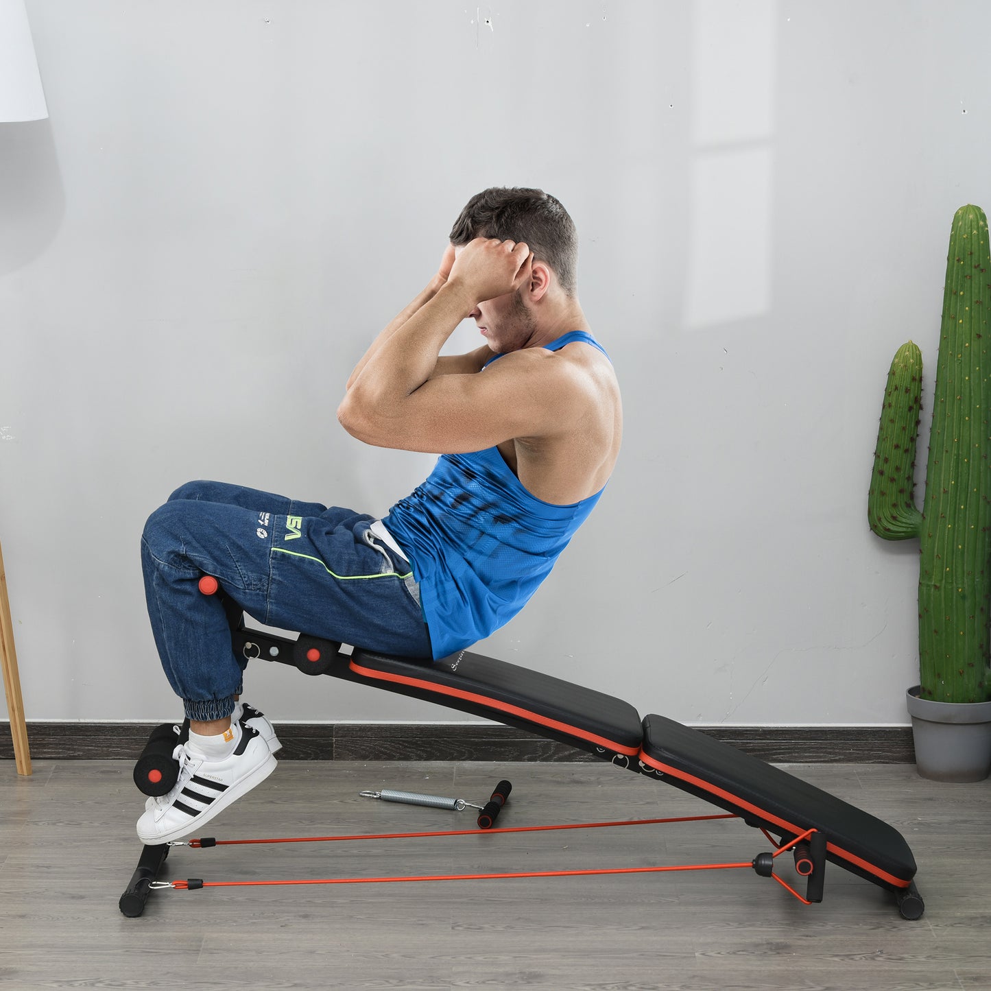 Foldable Sit Up Bench Core Workout for Home Gym Black