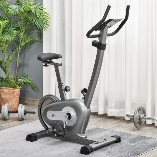 Exercise Bike with 10-Level Adjustable Magnetic Resistance, Indoor Cycling Bike Home Cardio Workout Trainer, 16lbs Flywheel, LCD Display, and Adjustable Seat, Grey