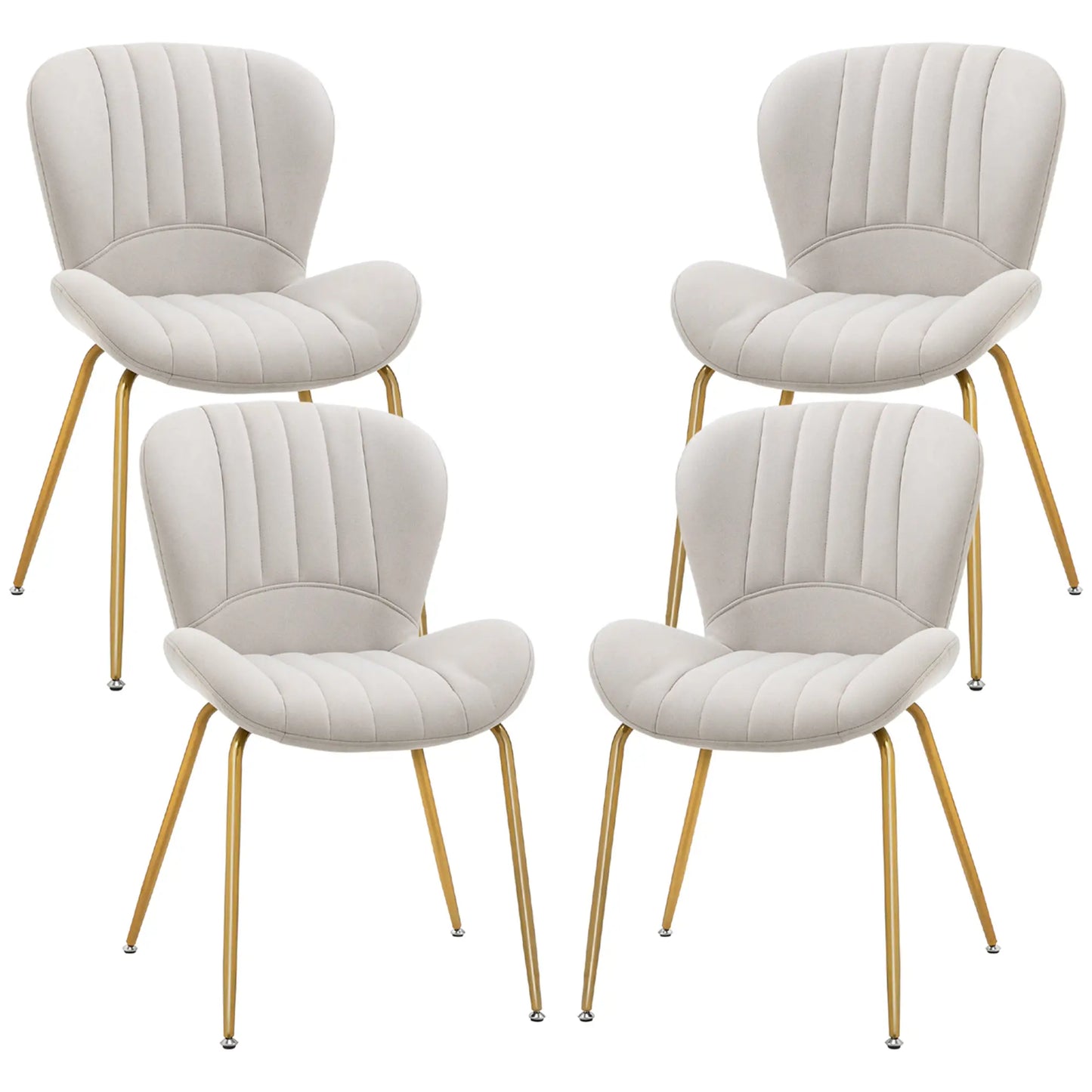 Set of 4, Modern Dining Chair with Cushioned Backrest, Upholstery for Dining Room, Cream White