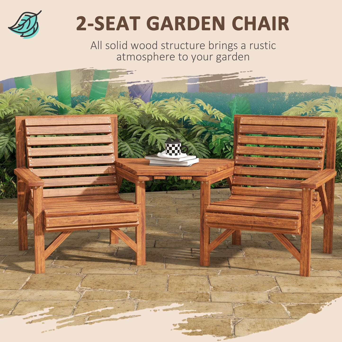 3Pcs Outdoor Bench Set for Backyard, Balcony, Tan Brown