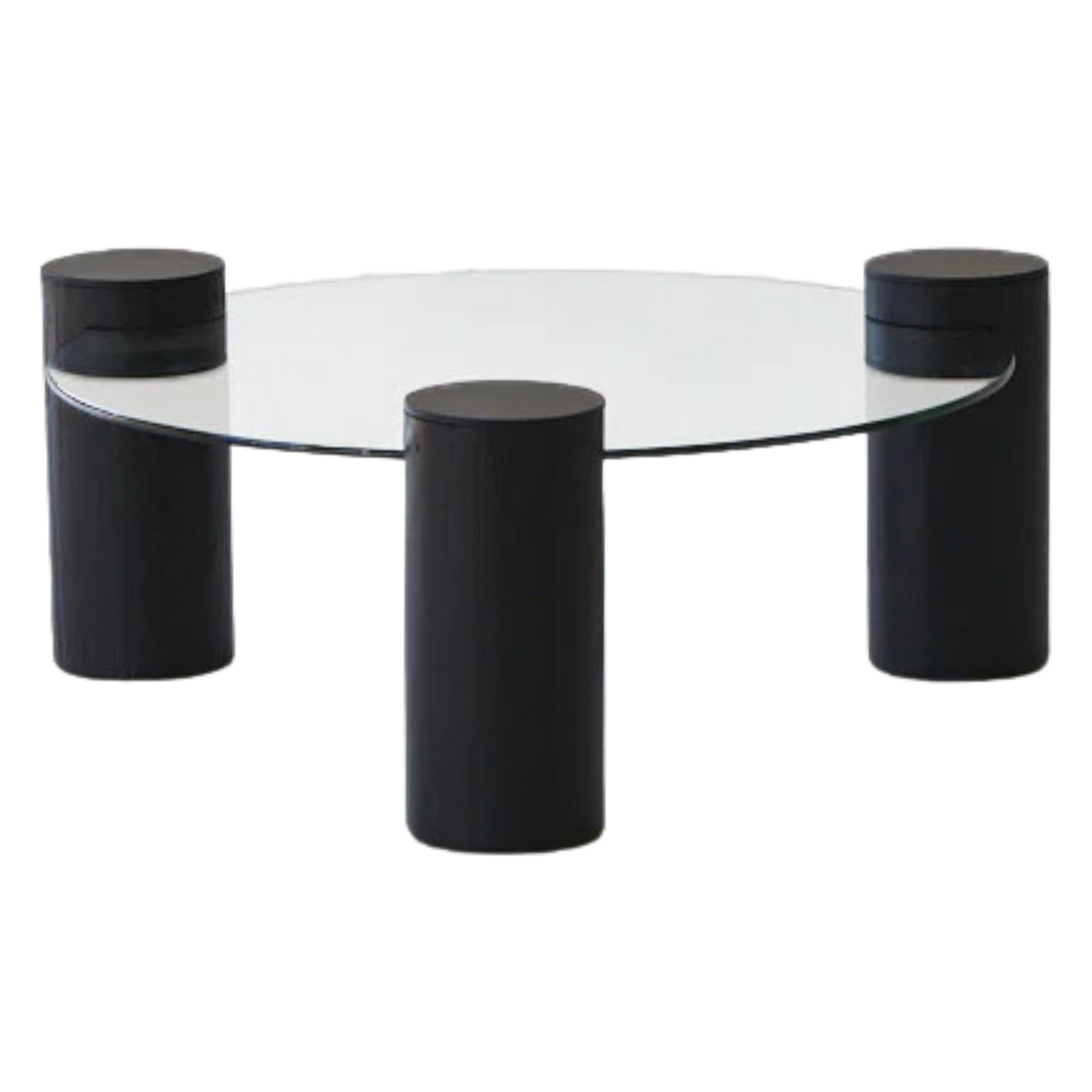 Minimalist Glass Top, Matte Black Base Coffee Table