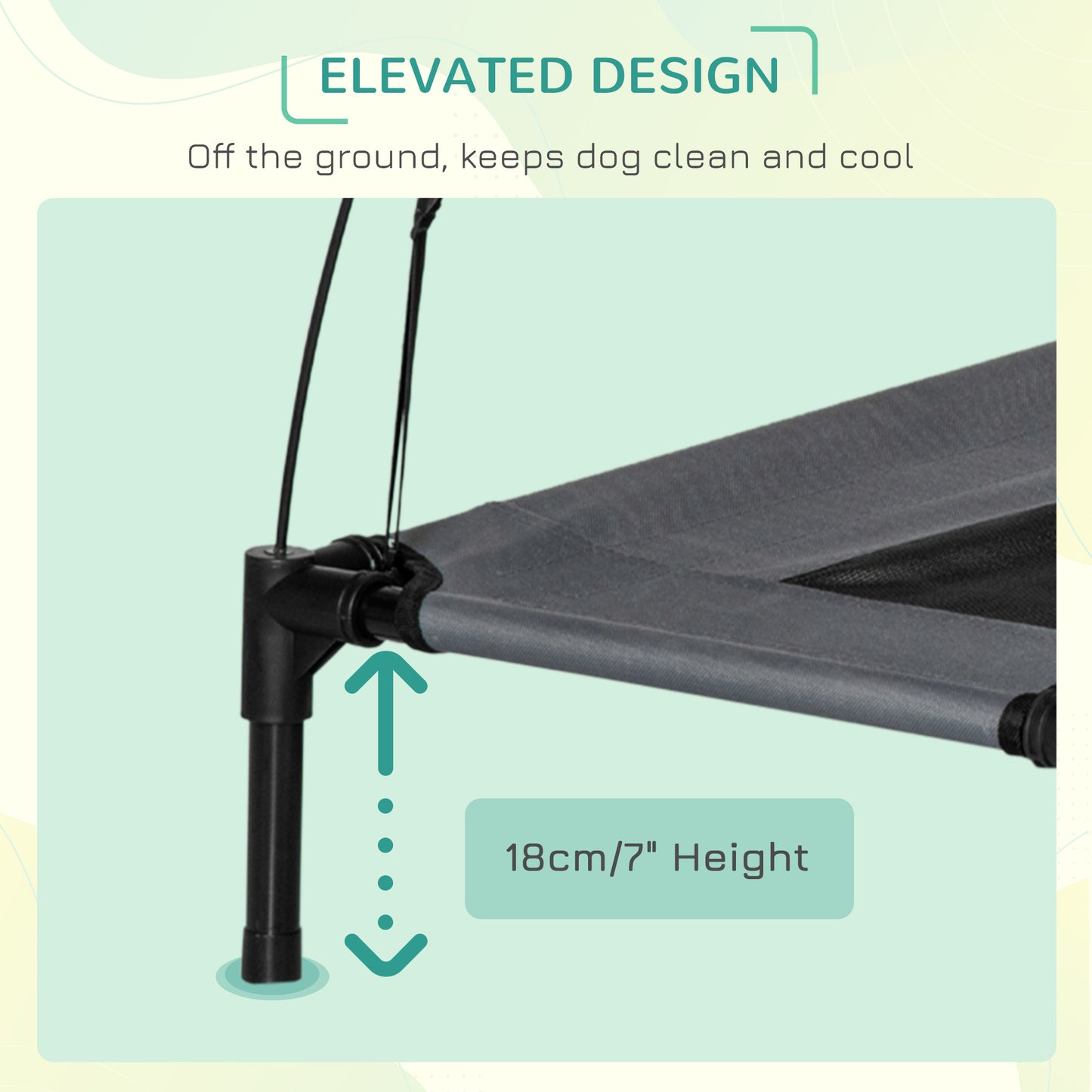 Large Elevated Pet Bed 6.2" L X 29.9" W 36.2" H Foldable Outdoor Cat Dog Canopy Cot w/ Carry Bag Grey