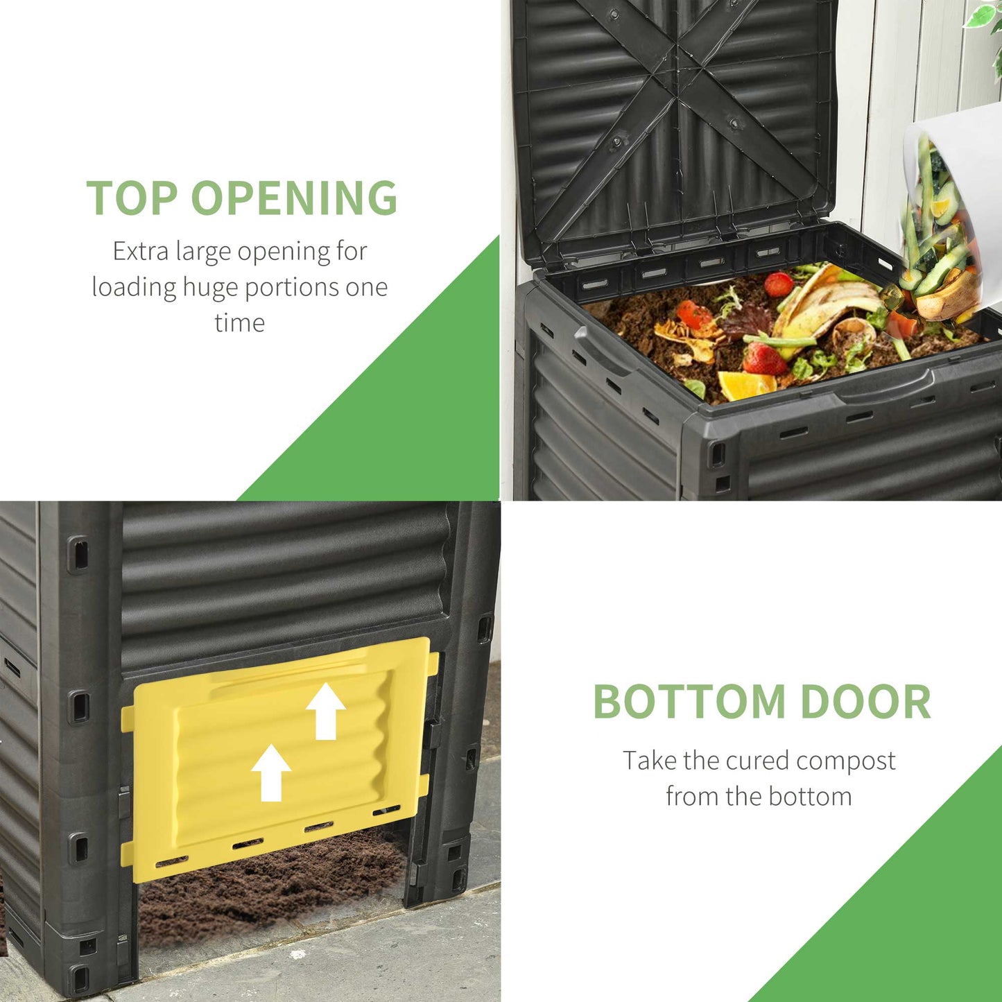 Garden Compost Bin Large Outdoor Compost Container 80 Gallon Fast Creation of Fertile Soil Aerating Compost Box, Yellow