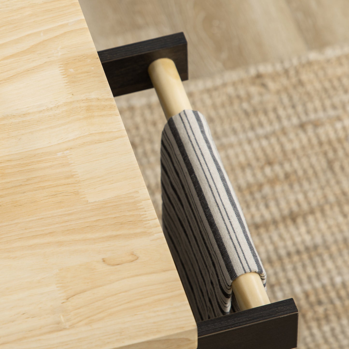 Rolling Kitchen Island with Storage, Trolley Cart with Rubber Wood Top, Spice Rack, Towel Rack, Brown Oak