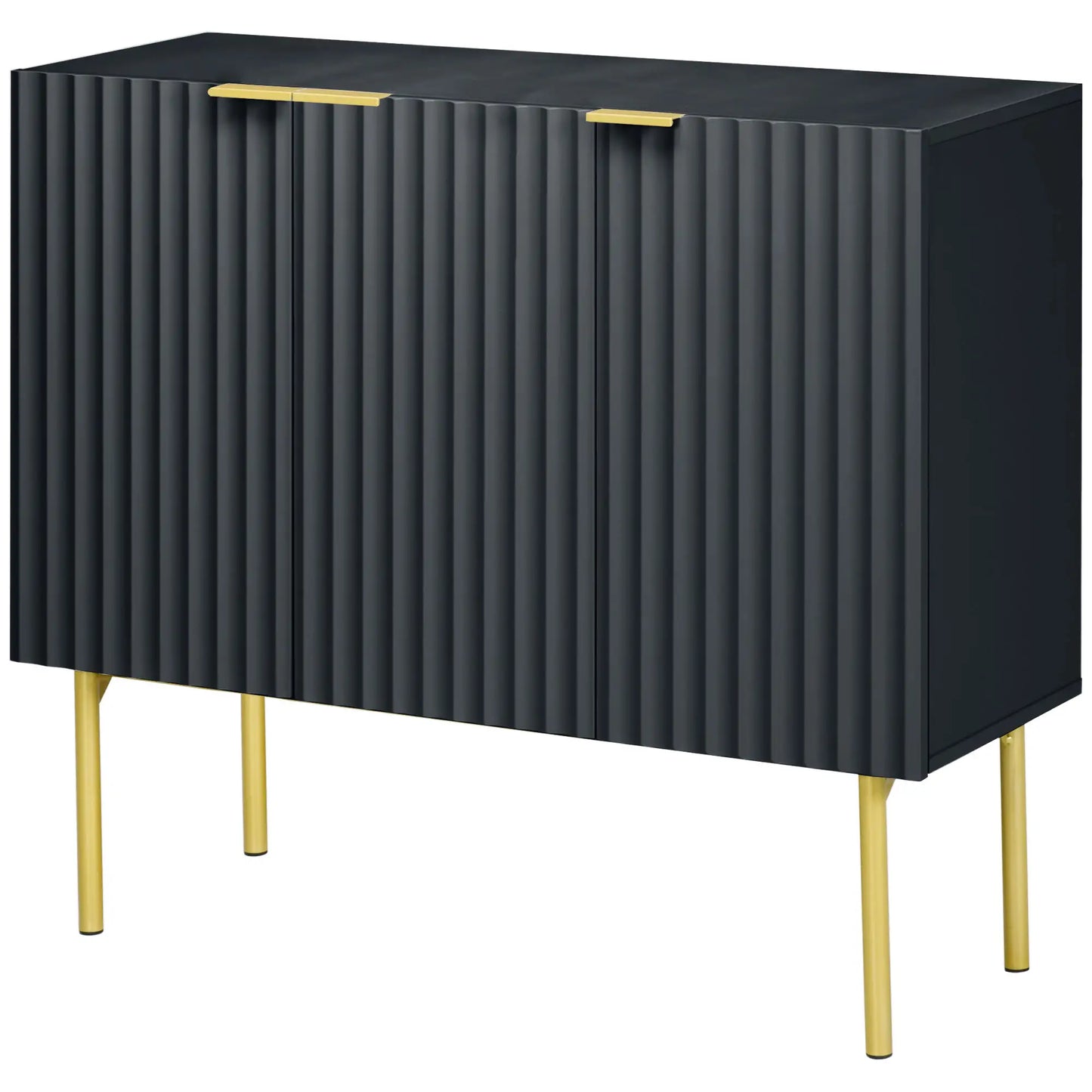 Modern Storage Cabinet Sideboard Buffet Cabinet with Gold Legs for Living Room or Dining Room or Hallway in Black