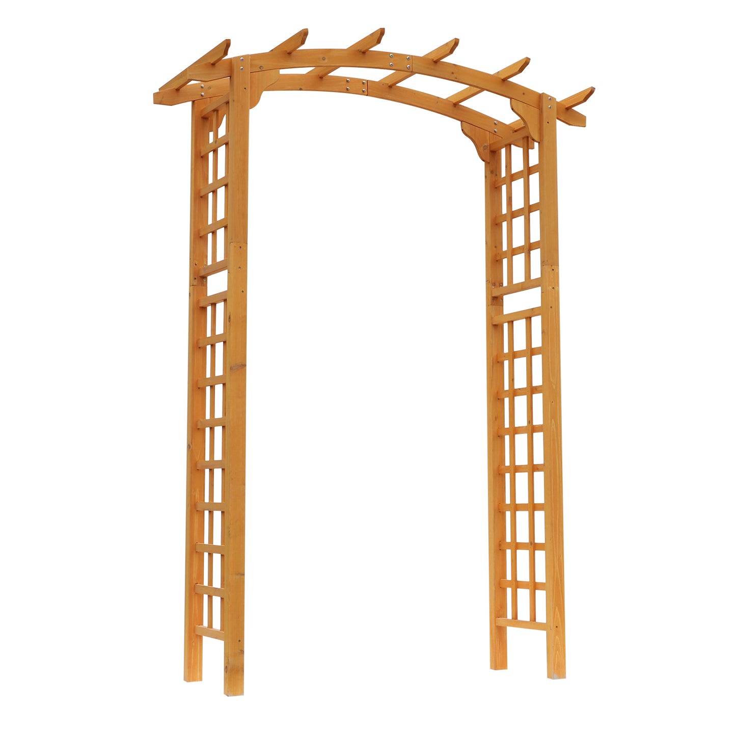 7.5ft Fir Wood Garden Arch Trellis Outdoor Walkway Round Pergola Style Arbor for Decorative Climbing Plants Patio Lawn Backyard Party Ceremony Decoration Accessories