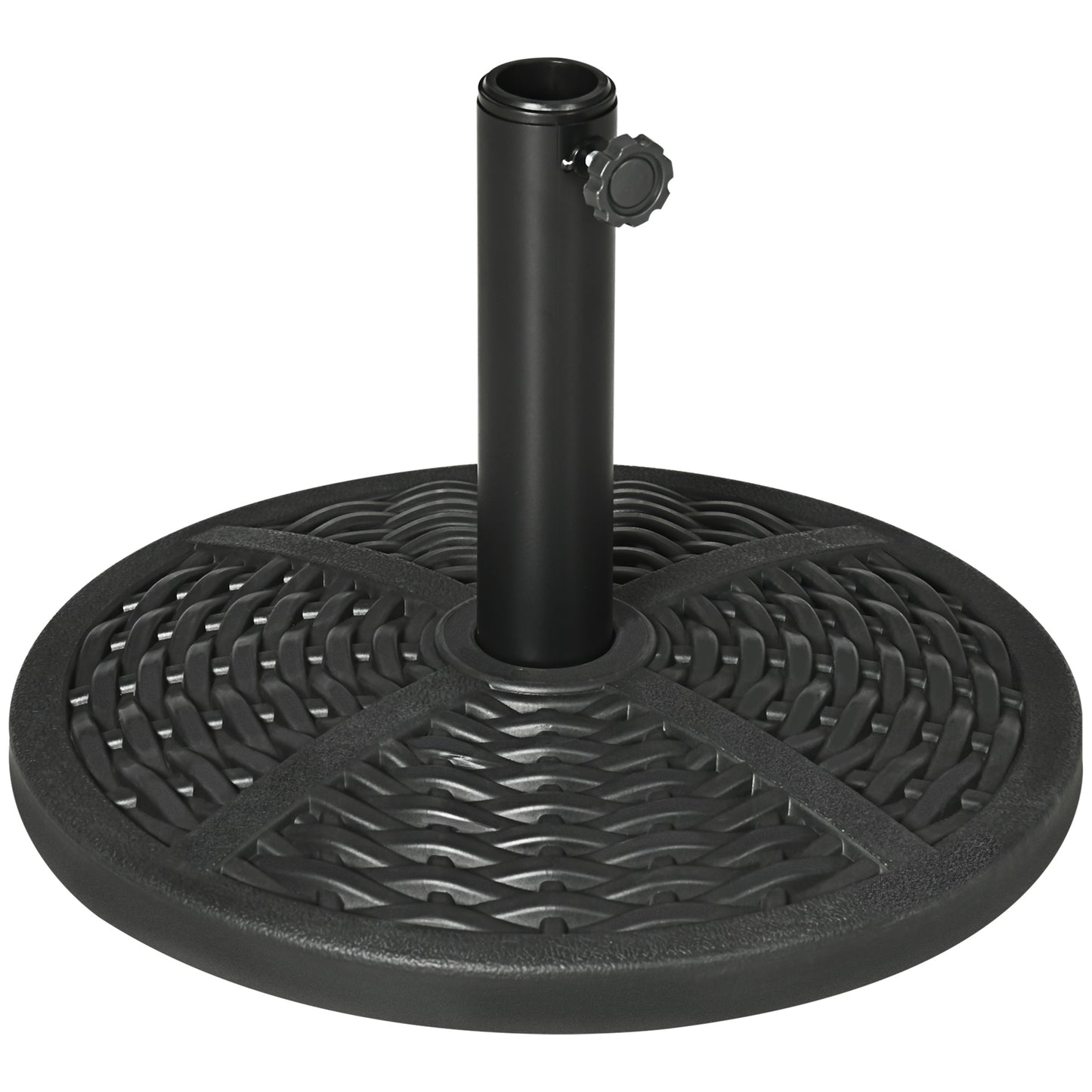 18" Market Umbrella Base Holder, Heavy Duty Round Parasol Stand with Rattan Design for Patio, Black