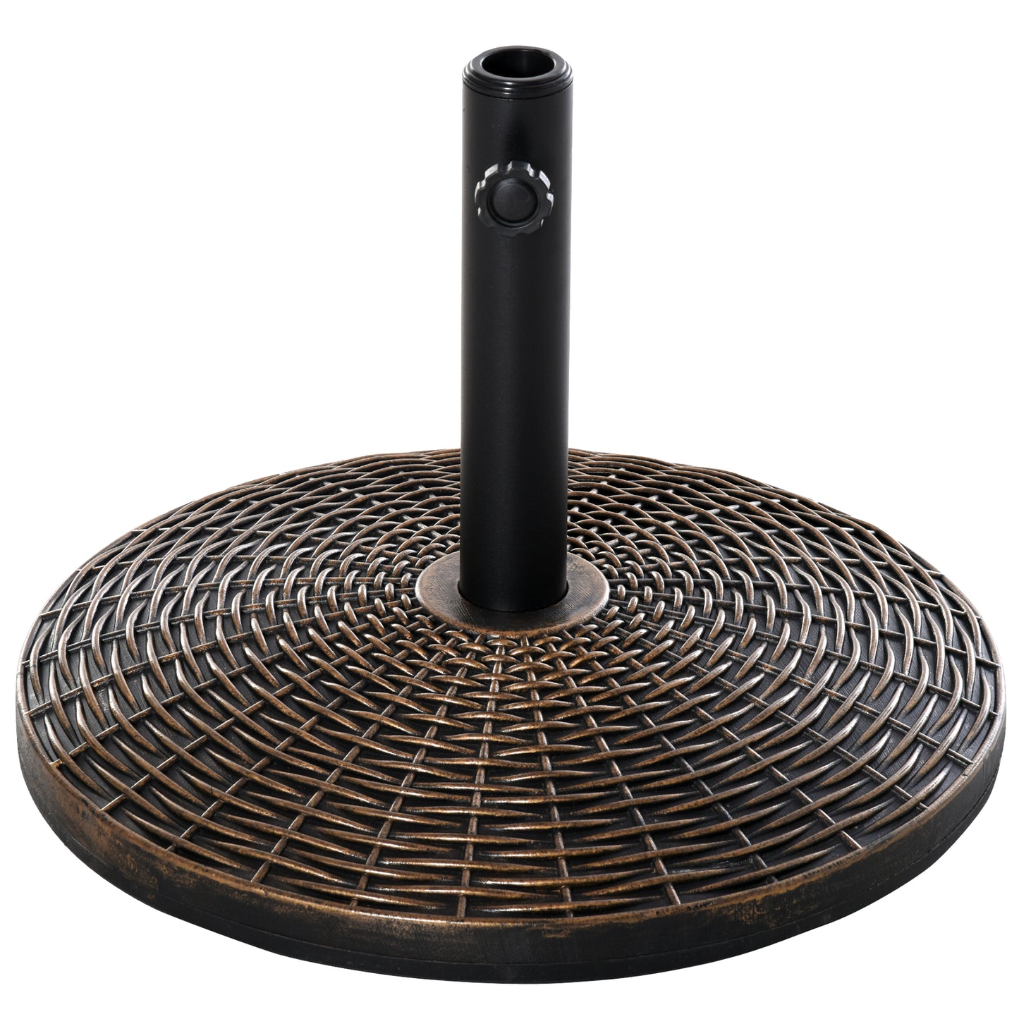 55 lbs Market Umbrella Base Holder 21" Heavy Duty Round Parasol Stand with Rattan Design for Patio, Outdoor, Backyard, Bronze