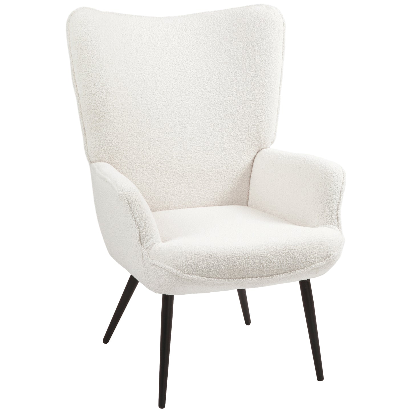 Accent Sherpa Chair, Upholstered, Fluffy Wingback for Living Room, Reading Room, Cream White