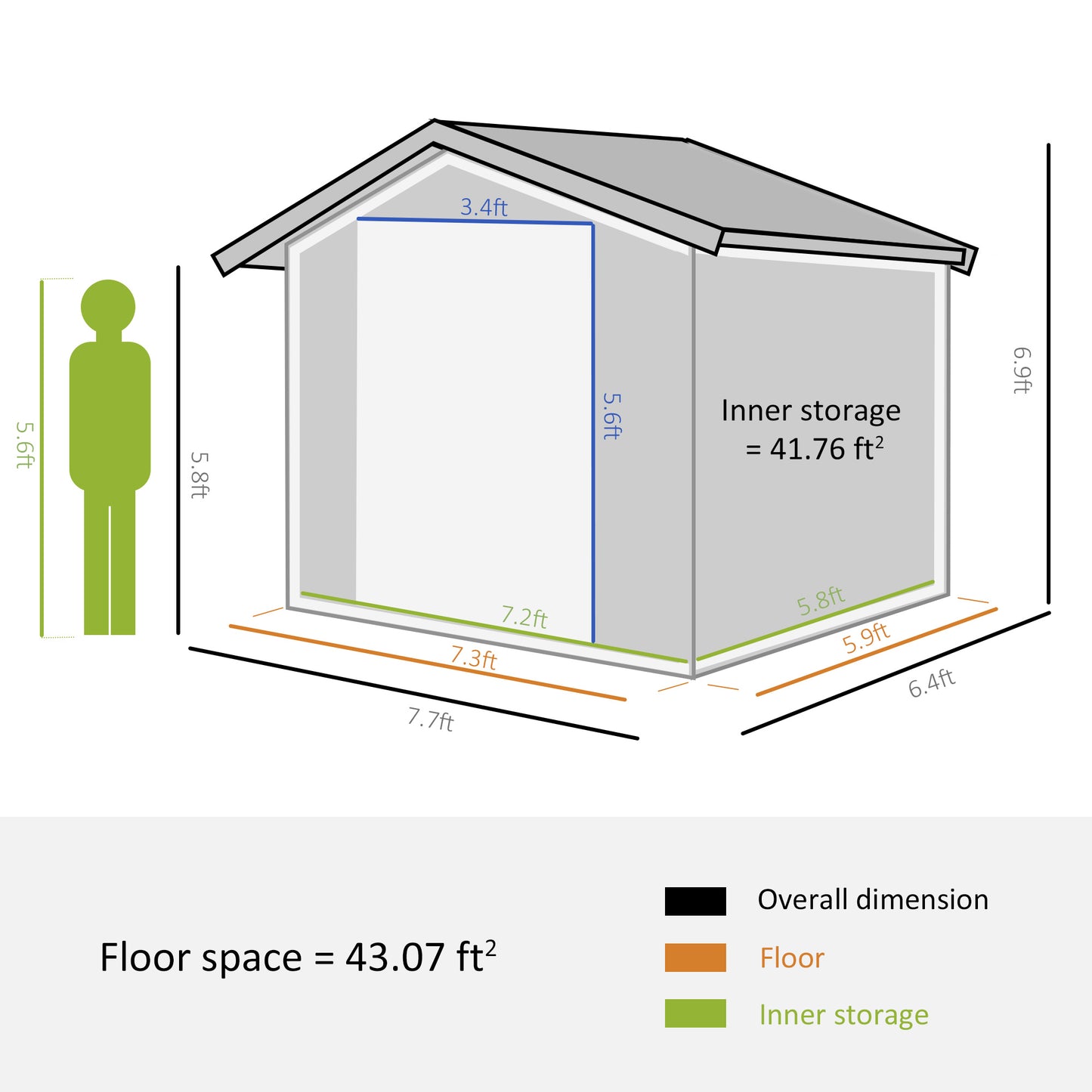 6.4' x 7.7' Outdoor Metal Garden Shed House Hut Gardening Tool Storage with Ventilation, Brown with Wood Grain