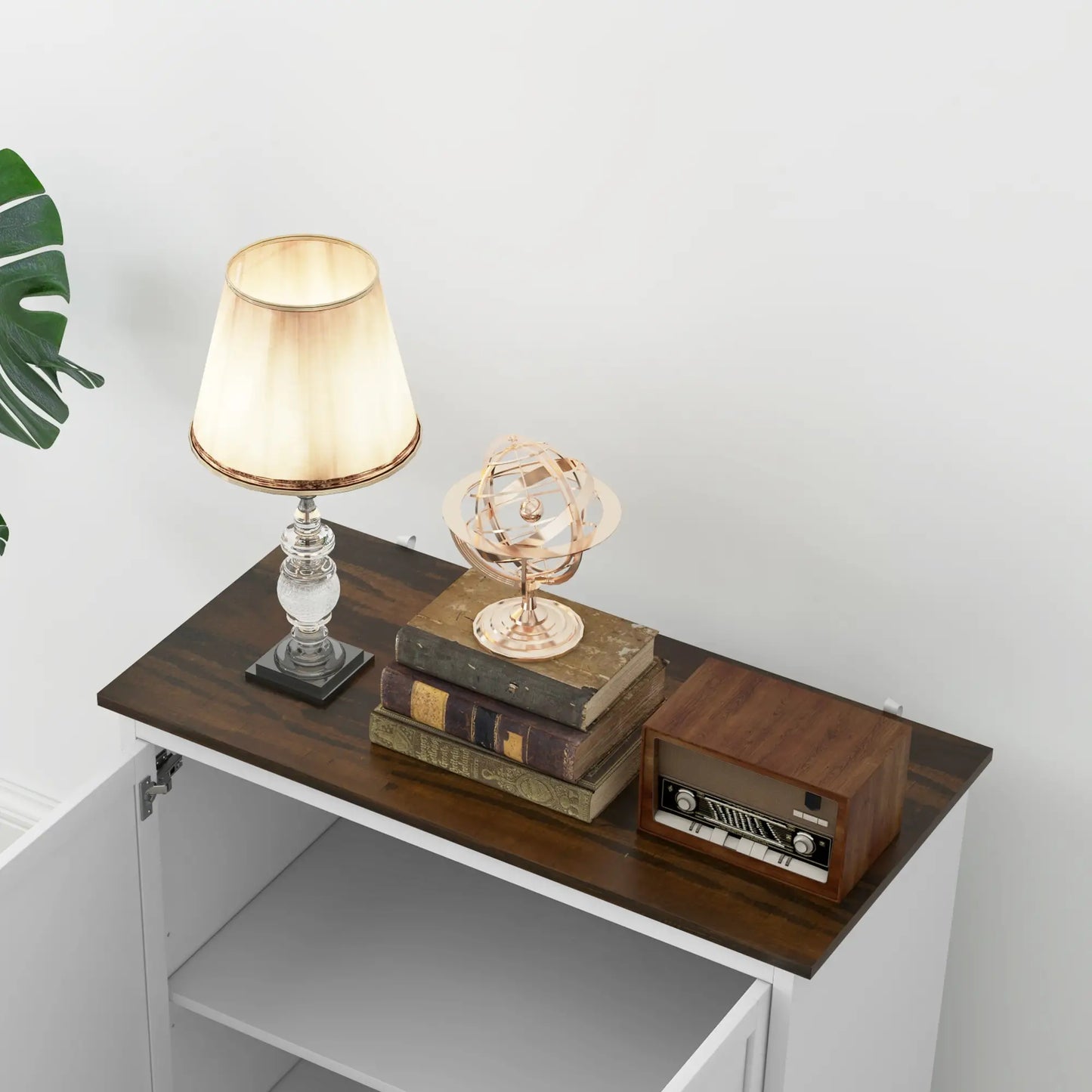 Modern Storage Cabinet with Beadboard Doors and Adjustable Shelf in White