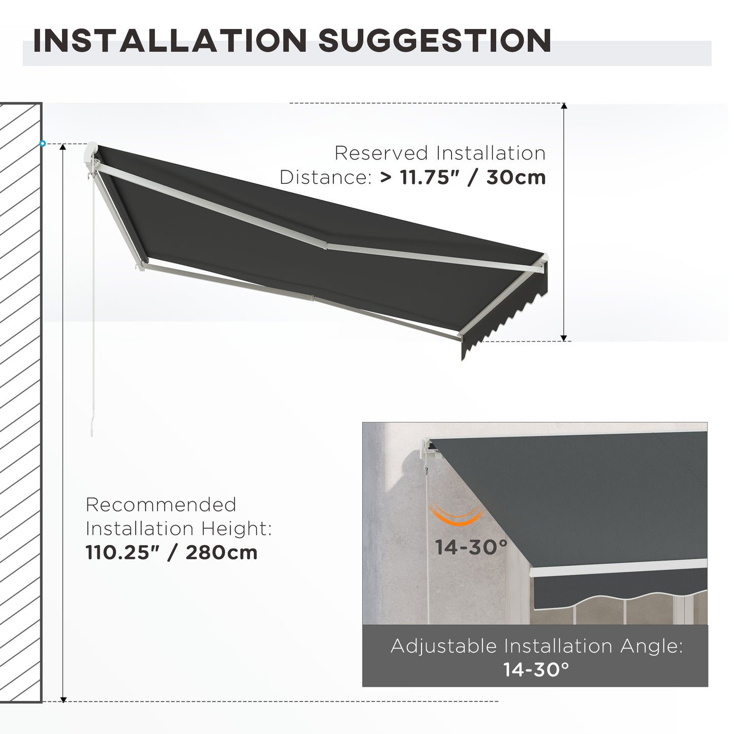 Outsunny 12'x10' Electric Retractable Awning, UV Protection Sun Shade Shelter w/ Remote Controller for Deck Balcony Yard, Grey