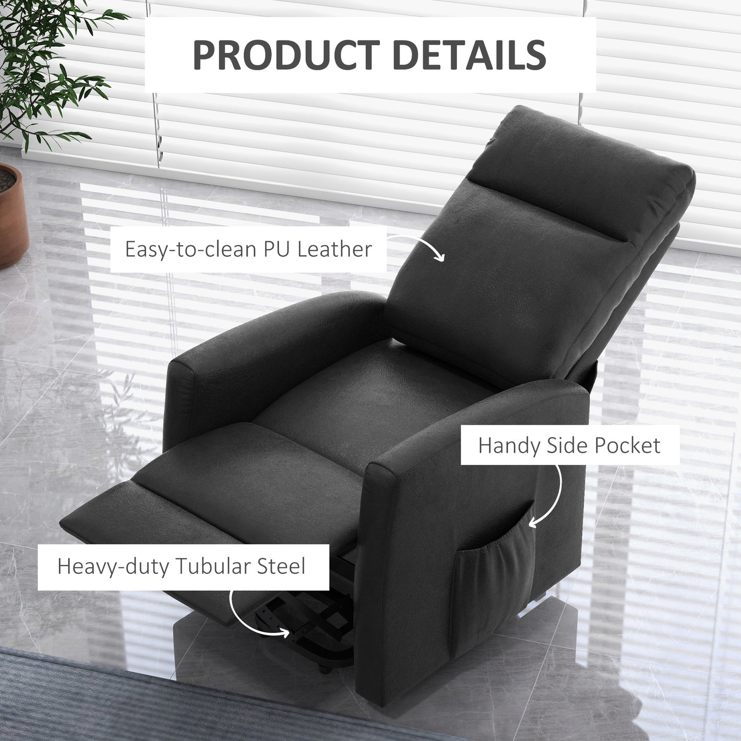 Power Lift Recliner Chair with Remote Control Side Pocket in Grey