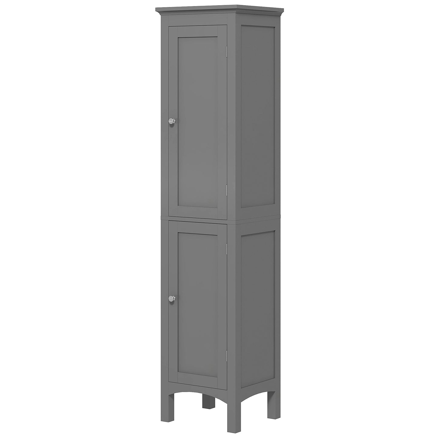 Tall Bathroom Cabinet, Freestanding Storage Organizer with Adjustable Shelves and Cupboards, 15" x 13" x 63", Grey