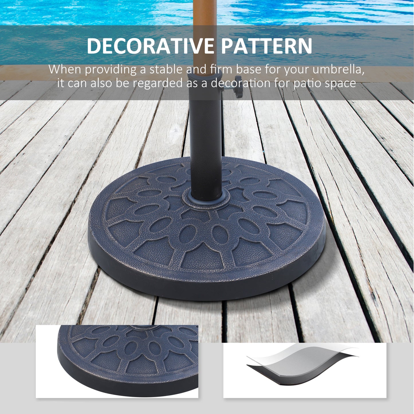 Resin Round Patio Umbrella Stand Base Coated Pole Market Garden Umbrella Holder Parasol Holder Bronze