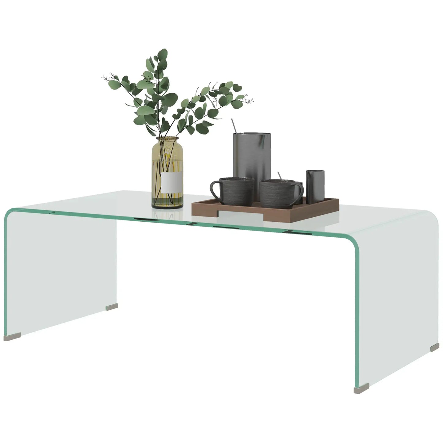 Clear Glass Coffee Table with Safe Rounded Edges