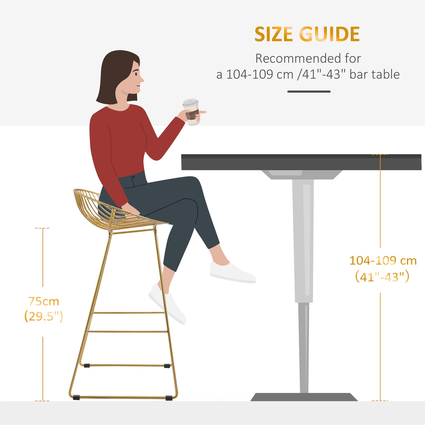 Counter Bar stools Set of 2, Modern Tall Bar Chairs for Kitchen with Backrest and Footrest, Steel Frame, Gold