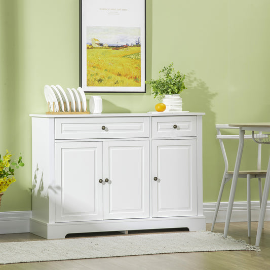 Modern Sideboard Cabinet, Buffet Cabinet with 2 Drawers and Adjustable Shelves, White