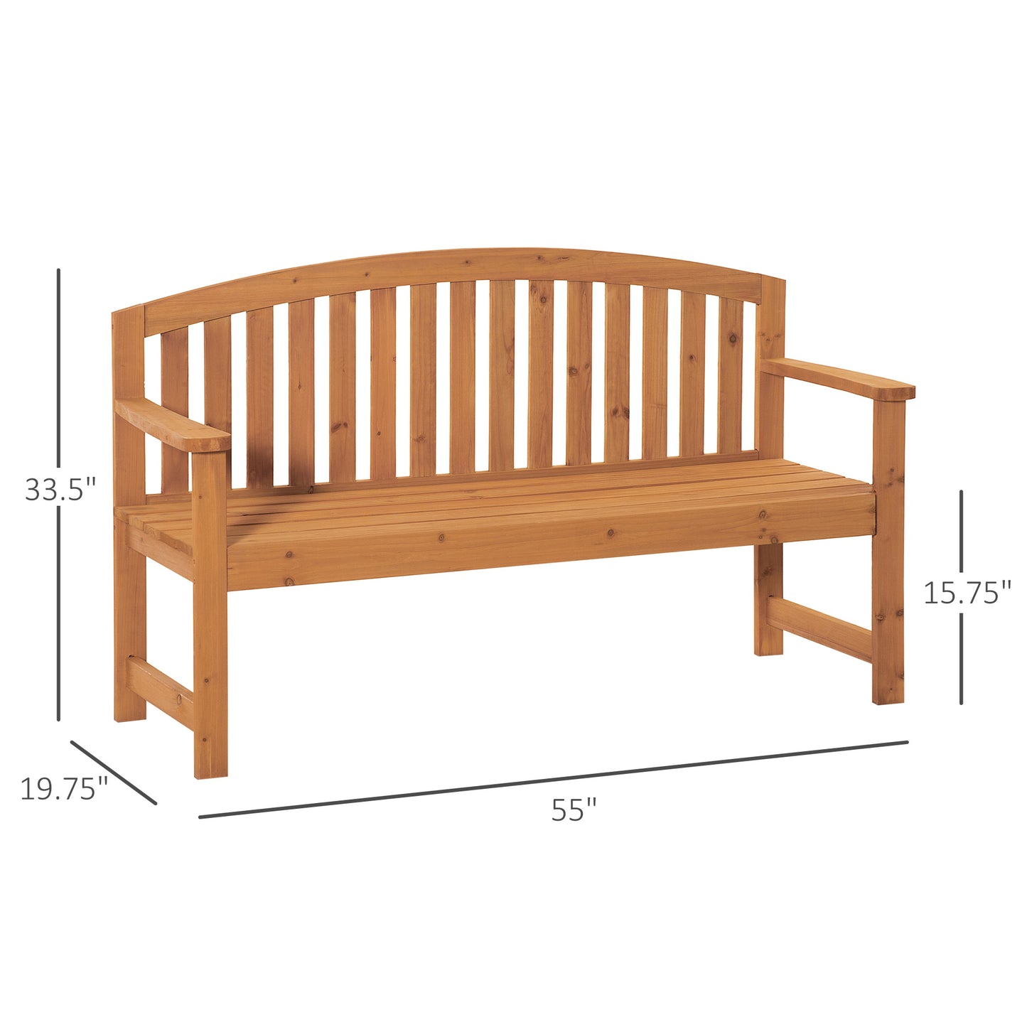 Outsunny 4.6Ft Garden Bench, 3 Seater Outdoor Patio Seat with Slatted Design for Park, Yard, Indoor, Orange