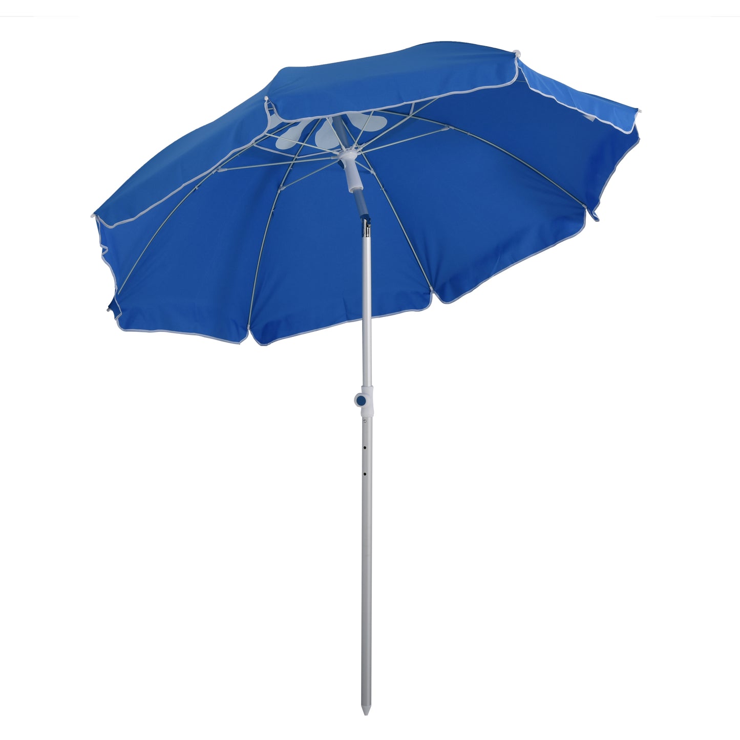 Arc. 6.4ft Beach Umbrella with Aluminum Pole Pointed Design Adjustable Tilt Carry Bag for Outdoor Patio Blue